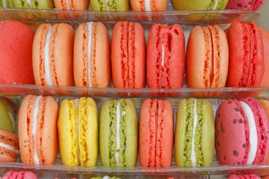 renk macaroons shopwindow üzerinde Kapat