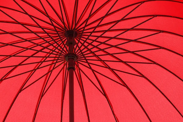 Gros Plan Partie Intérieure Parapluie Rouge — Photo