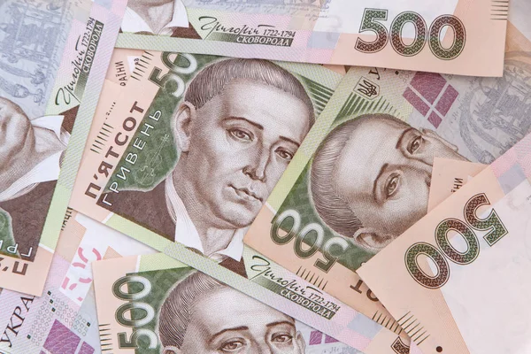 Куча Пятисот Украинских Гривен Банкнот — стоковое фото