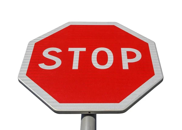 Road Sign Stop Isolated White Background — Stock Photo, Image