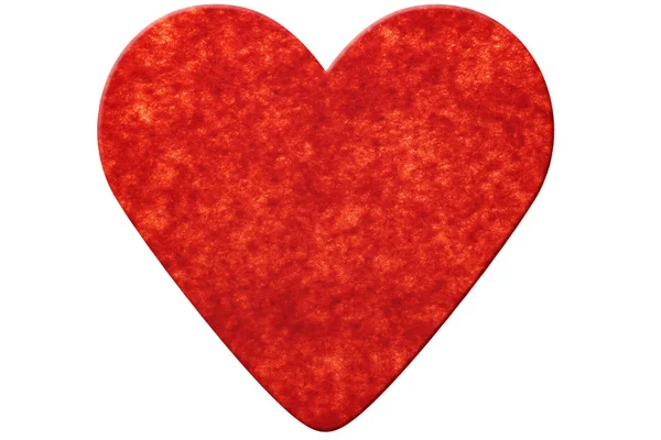Keçe Üzerinde Beyaz Izole Kırmızı Kalp Yapılmış — Stok fotoğraf