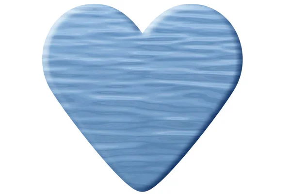 Niebieskie Serce Wykonane Fale Wody Białym Tle — Zdjęcie stockowe