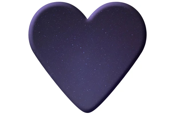 Gece Yıldızlı Gökyüzü Beyaz Izole Kalp Yapılmış — Stok fotoğraf