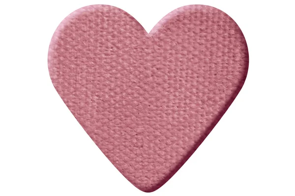 Pink Heart Made Painted Canvas Isolated White — Stock Photo, Image