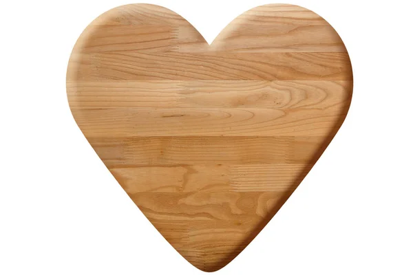 Light Brown Heart Made Wooden Planks Isolated White — Stock Photo, Image
