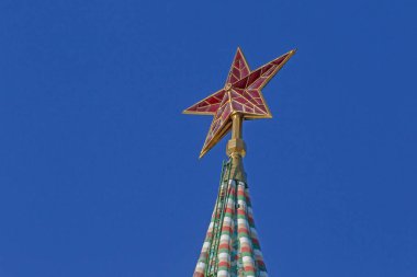 close up of red star on Spasskaya Tower of Moscow Kremlin, Russia clipart