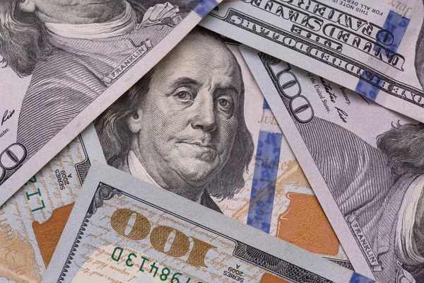 Close One Hundred Dollars Banknotes — Stock Photo, Image