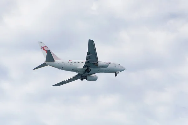 Nicea Francja Czerwca 2017 Lądowania Tunisair Samolotów Boeing 737 Nicei — Zdjęcie stockowe