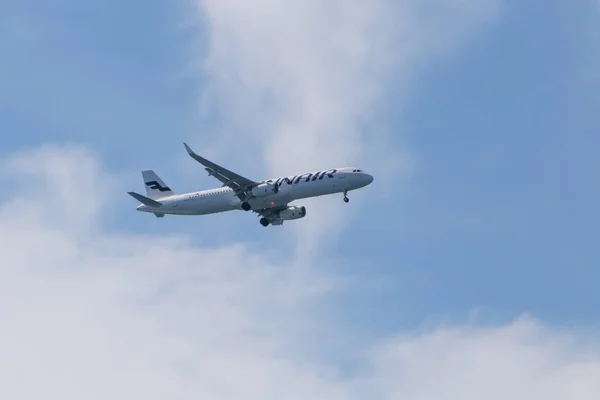Nice France Juin 2017 Atterrissage Avion Finnair Airbus A321 Nice — Photo
