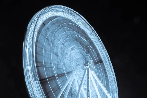 Luzes Azuis Roda Gigante Noite — Fotografia de Stock