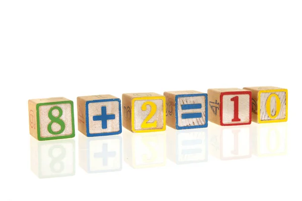 Colorful Educational Wooden Toy Blocks Sum — Stock Photo, Image