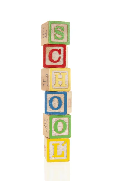 Blocos Brinquedos Madeira Educativos Coloridos Com Letras — Fotografia de Stock