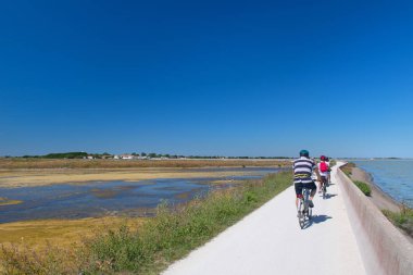 Ile De Re, France 25 Haziran 2018: Ada Ile Re üzerinde 25 Haziran 2018 Bisiklet