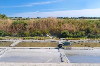Ile de Re tuz gölleri el arabası ve diğer araçlar 