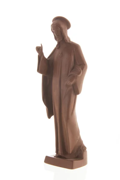 Escultura Jesús Con Corazón Santo Aislado Sobre Fondo Blanco —  Fotos de Stock