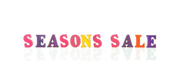 Written Seasons Sale Wooden Colorful Letters — Stock Photo, Image