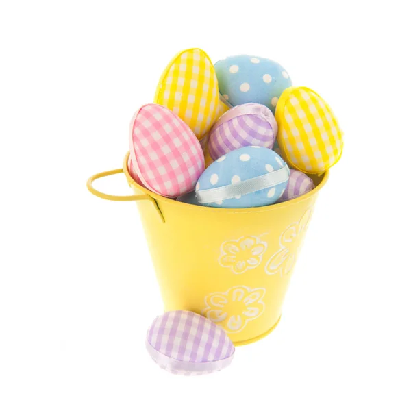 Huevos Pascua Colores Pastel Completos Cubo Aislado Sobre Fondo Blanco —  Fotos de Stock