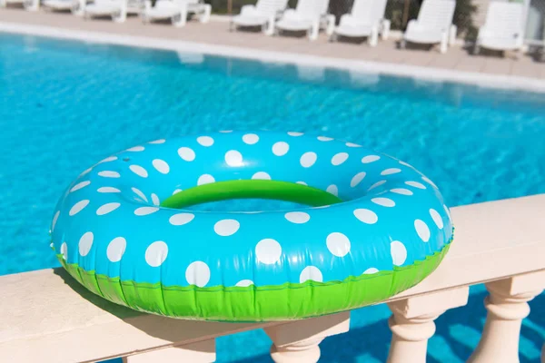 Floating Ring Toy Blue Green Swimming Pool — Stock Photo, Image