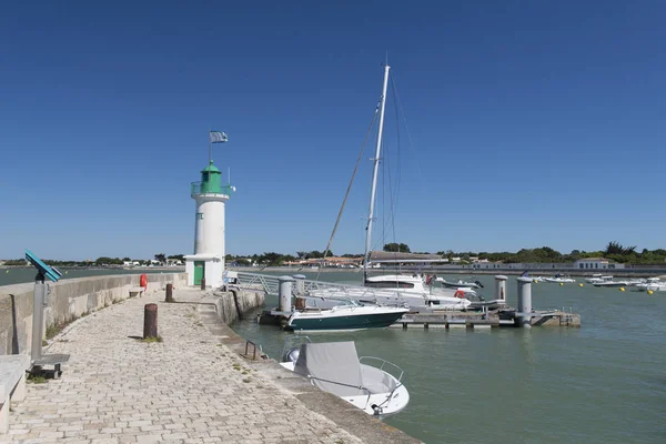 Ile Leuchtturm Und Boote Hafen Des Französischen Dorfes Flotte — Stockfoto