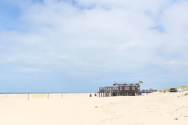 Пейзаж Пляжным Павильоном Голландском Острове Тершеллинг — стоковое фото