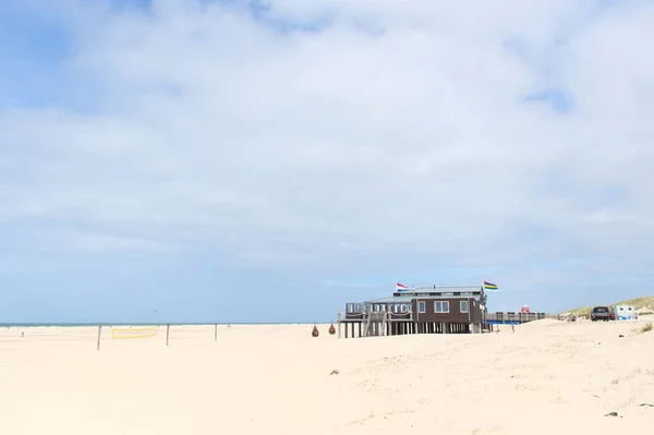 Paysage Avec Pavillon Plage Dutch Île Terschelling — Photo