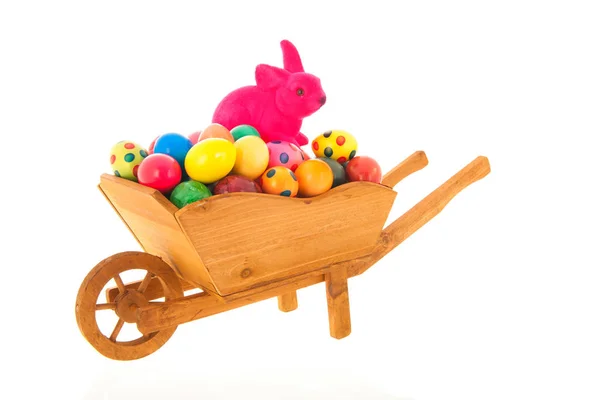 Wheelbarrow easter eggs — Stock Photo, Image