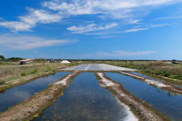 Ile de Re zoutmeer en werktuigen voor het oogsten — Stockfoto