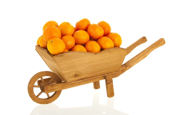 Wiel barrow met mandarijnen — Stockfoto
