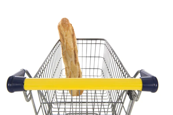 Shopping cart with bread — Stok Foto