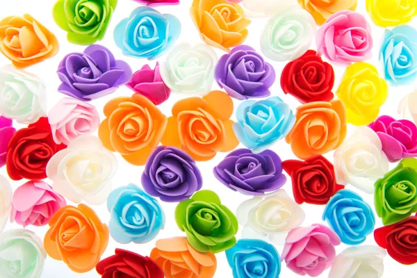 Many Colorful Roses Background White — Stock Photo, Image