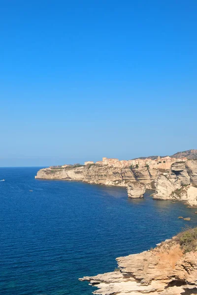 Miasto Bonifacio Skałach Południu Korsyki Francuskiej — Zdjęcie stockowe