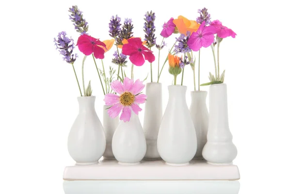 Bouquet Fleurs Colorées Jardin Dans Des Vases — Photo