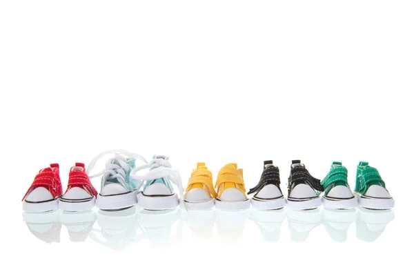 Sneakers Colorate Tela Riga Isolate Sfondo Bianco — Foto Stock