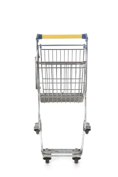 Empty Shopping Cart Blue Yellow — Stock Photo, Image