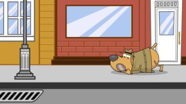 Dedektif Köpek elinde büyüteç tutuyor.