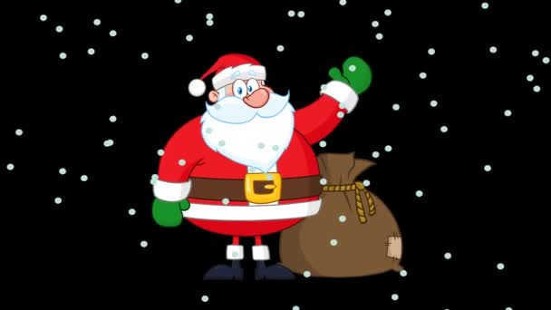 Santa Claus Cartoon Maskotka Postać Śniegiem — Wideo stockowe