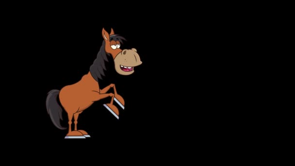 Horse Cartoon Character Running. — Stock Video