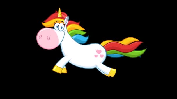 Funny Magic Unicorno Personaggio Dei Cartoni Animati — Video Stock