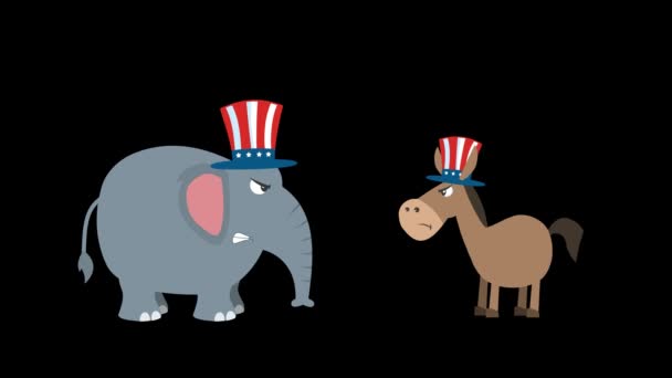 Elefante republicano vs burro democrata — Vídeo de Stock
