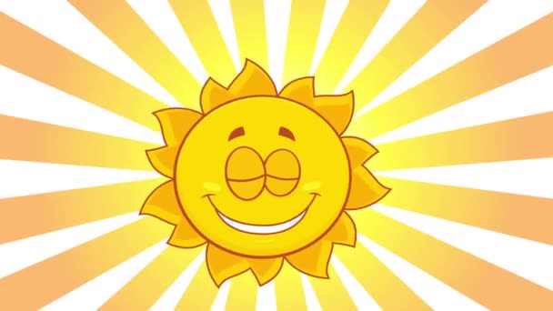 Sole cartone animato Sorridente — Video Stock