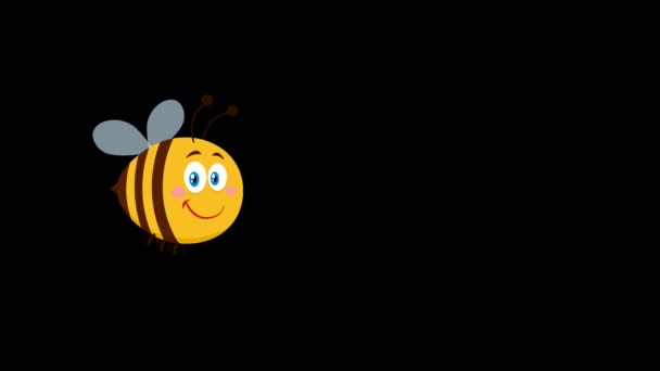 Glad Bumble Bee Tecknad Karaktär Flyger — Stockvideo