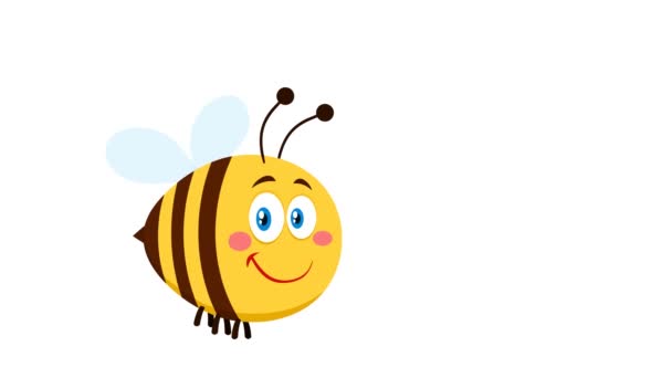 Felice Bumble Bee Personaggio Dei Cartoni Animati Volare — Video Stock