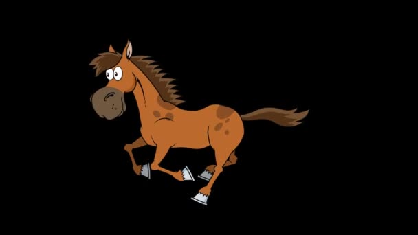 Horse Cartoon karaktär kör. — Stockvideo