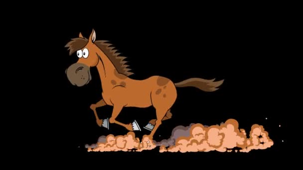 Horse Cartoon karaktär kör. — Stockvideo