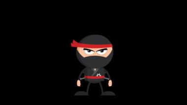 Siyah arkaplanda Ninja Savaşçısı Çizgi Filmi Karakteri
