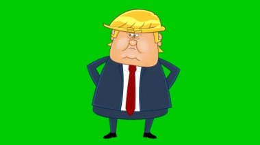 Başkan Donald Trump küstahça konuşuyor. Yeşil ekran arkaplanındaki animasyon video hareketi grafikleri