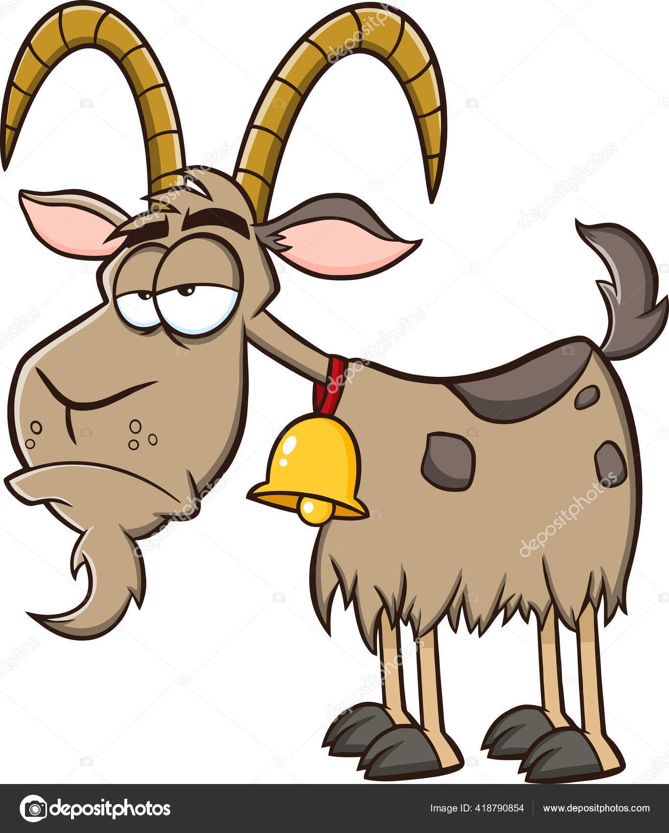 Grumpy Goat Cartoon Mascot Character Raster Illustration Isolated White ...