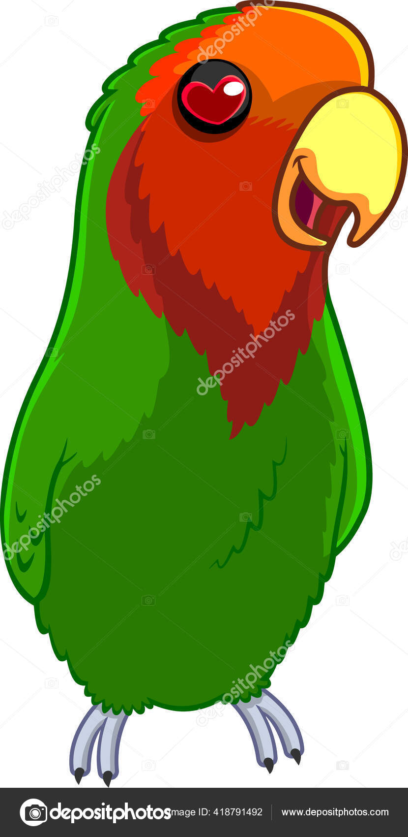 Karakter Kartun Lovebird Vector Illustration Terisolasi Latar