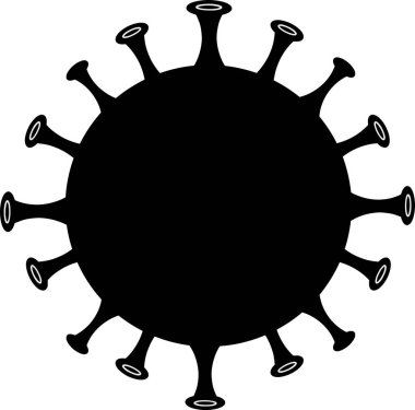 Coronavirus (2019-nCoV) Patojenik Bakteri Tasarımı Siyah Silueti. Vektör Resimleri Beyaz Arkaplanda İzole Edildi
