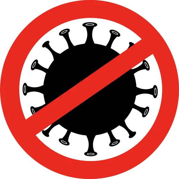 Stop Sign Coronavirus 2019 Ncov Zwart Silhouet Van Pathogene Bacteriën — Stockvector